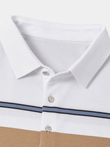 Riley - White Polo with Multicolour Stripes