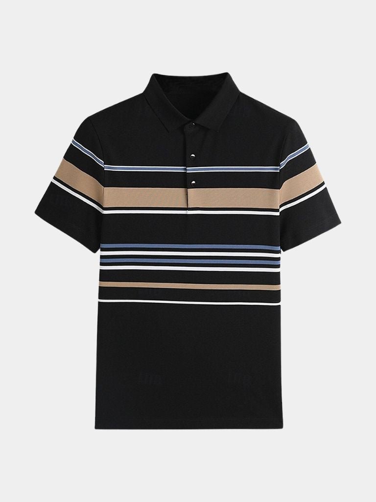 Riley - White Polo with Multicolour Stripes