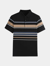 Riley - White Polo with Multicolour Stripes
