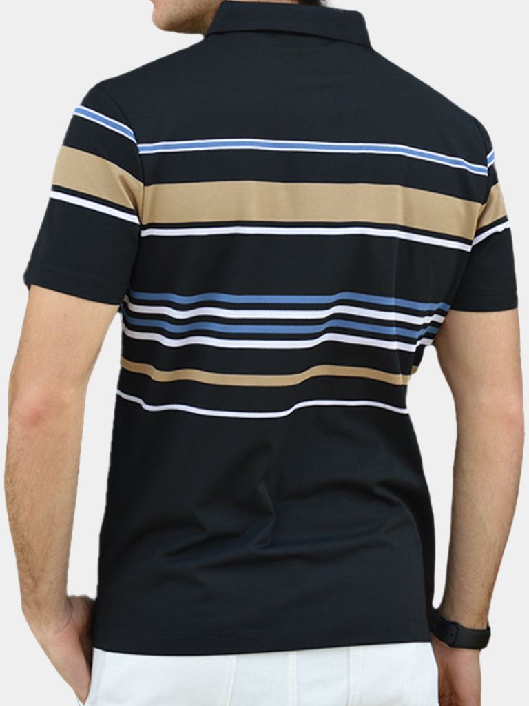 Riley - White Polo with Multicolour Stripes