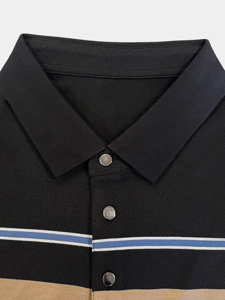 Riley - White Polo with Multicolour Stripes