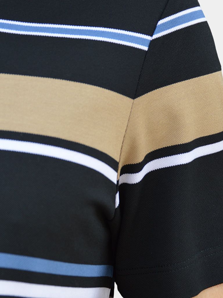 Riley - White Polo with Multicolour Stripes