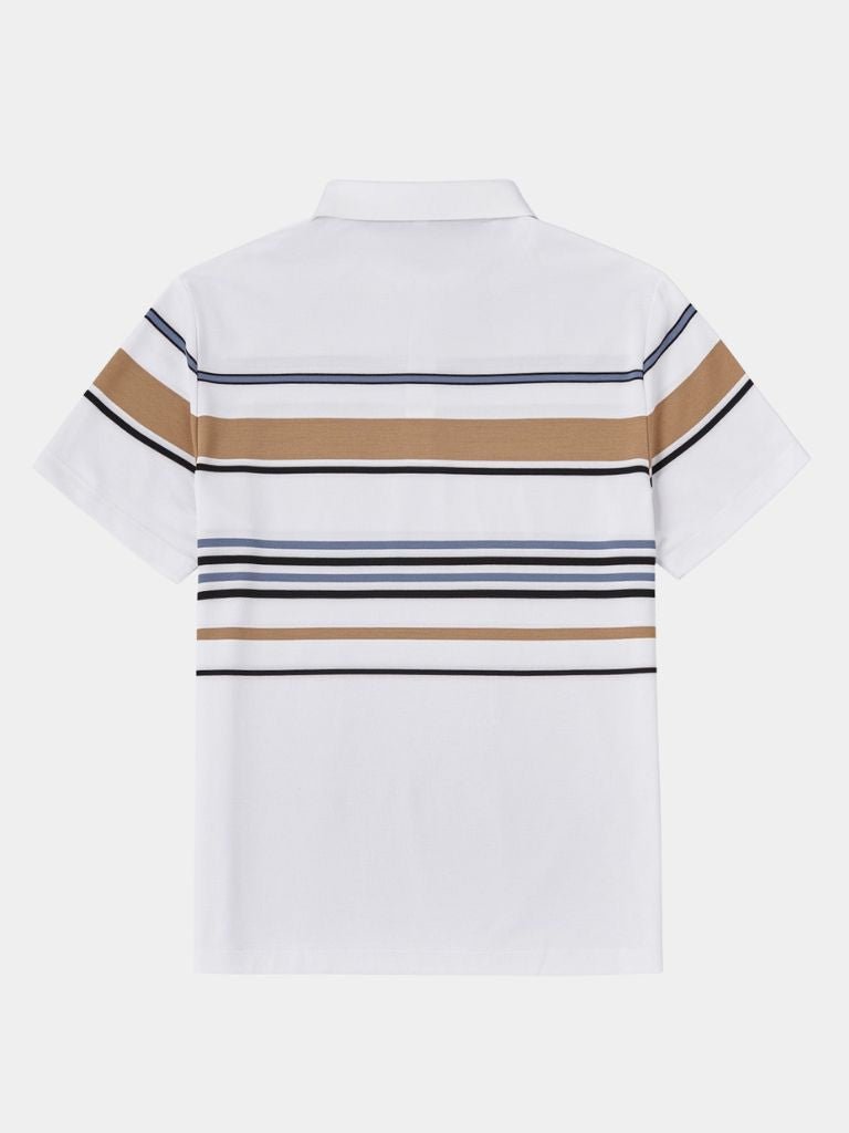 Riley - White Polo with Multicolour Stripes