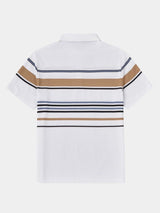 Riley - White Polo with Multicolour Stripes