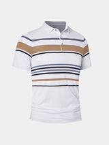 Riley - White Polo with Multicolour Stripes