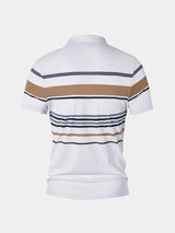 Riley - White Polo with Multicolour Stripes