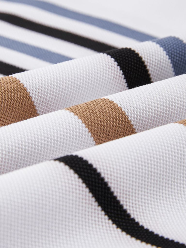 Riley - White Polo with Multicolour Stripes