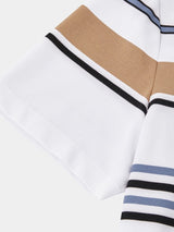 Riley - White Polo with Multicolour Stripes