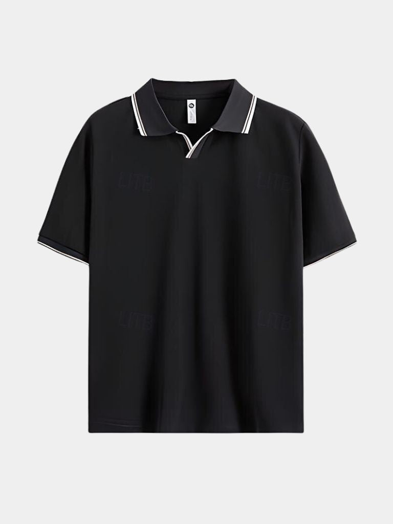 Scott - Black Open Collar Polo