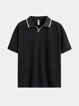 Scott - Black Open Collar Polo