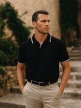 Scott - Black Open Collar Polo