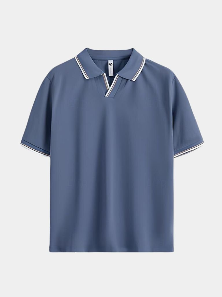 Scott - Black Open Collar Polo