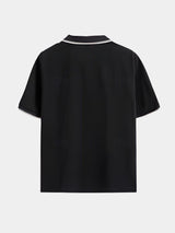 Scott - Black Open Collar Polo