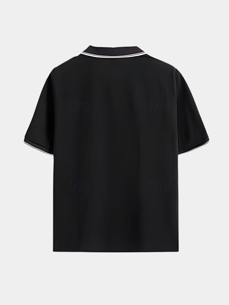 Scott - Black Open Collar Polo