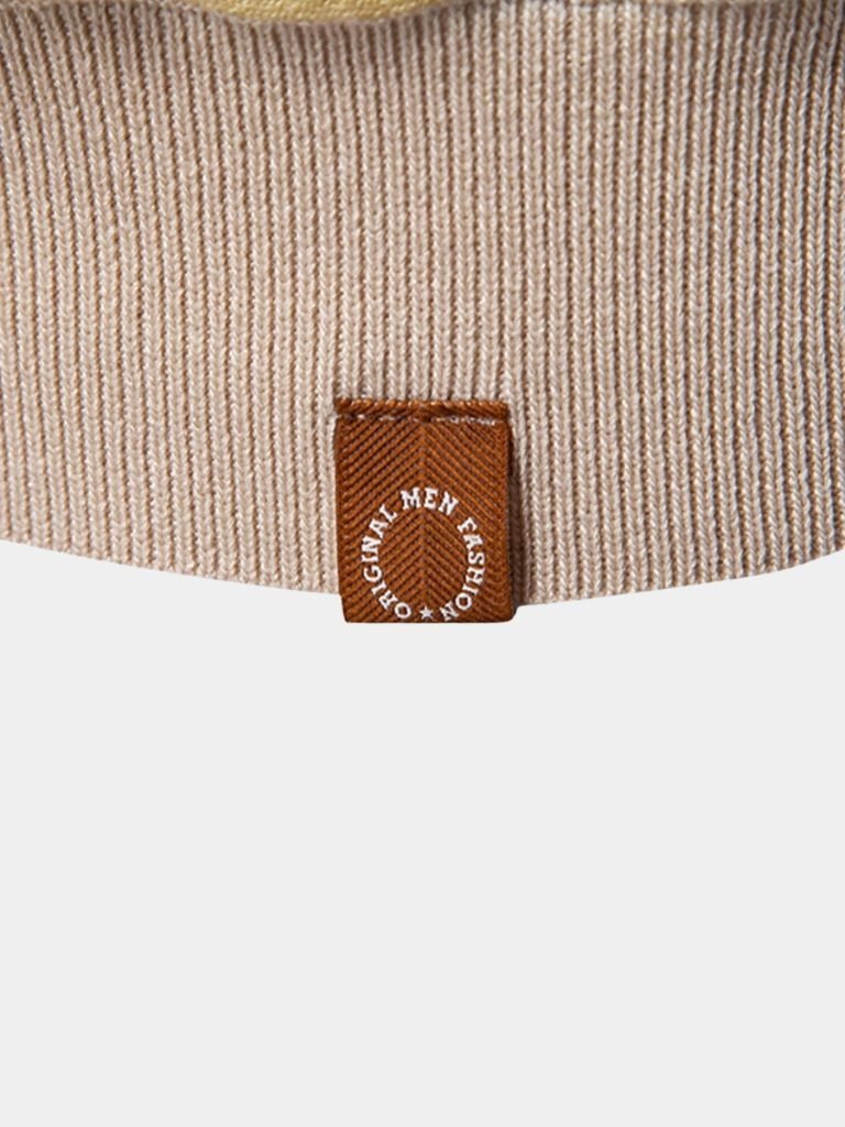 Spencer - Beige Retro Vertical Stripe Polo