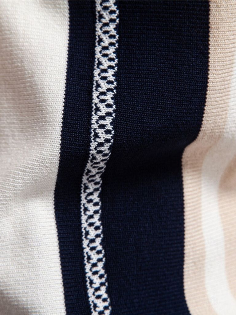 Spencer - Beige Retro Vertical Stripe Polo