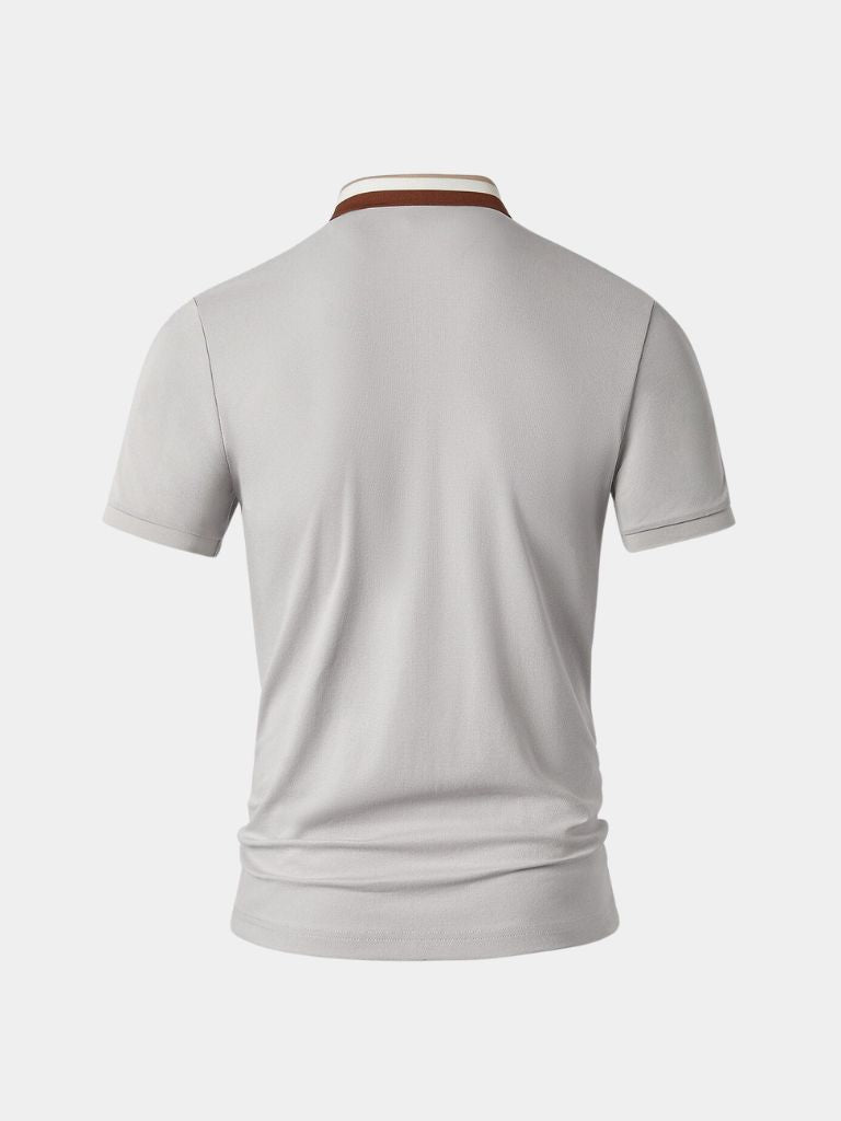 Trevor - Light Grey Polo with Contrast Collar