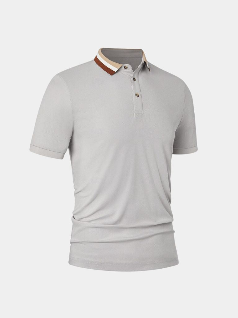 Trevor - Light Grey Polo with Contrast Collar