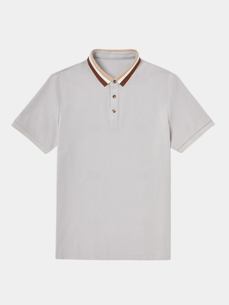 Trevor - Light Grey Polo with Contrast Collar