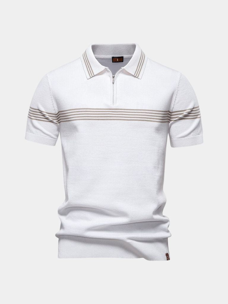 Tristan - White Polo with Stripe Detail