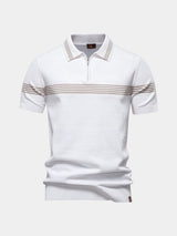 Tristan - White Polo with Stripe Detail