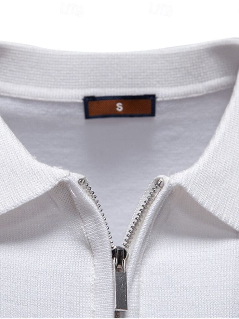 Tristan - White Polo with Stripe Detail
