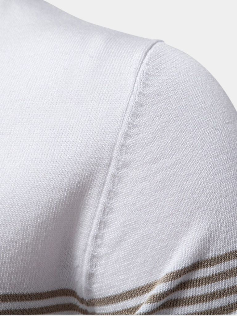 Tristan - White Polo with Stripe Detail