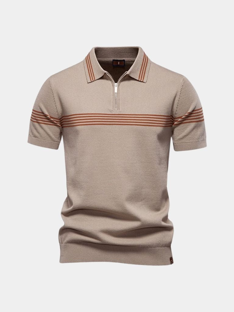 Tristan - White Polo with Stripe Detail