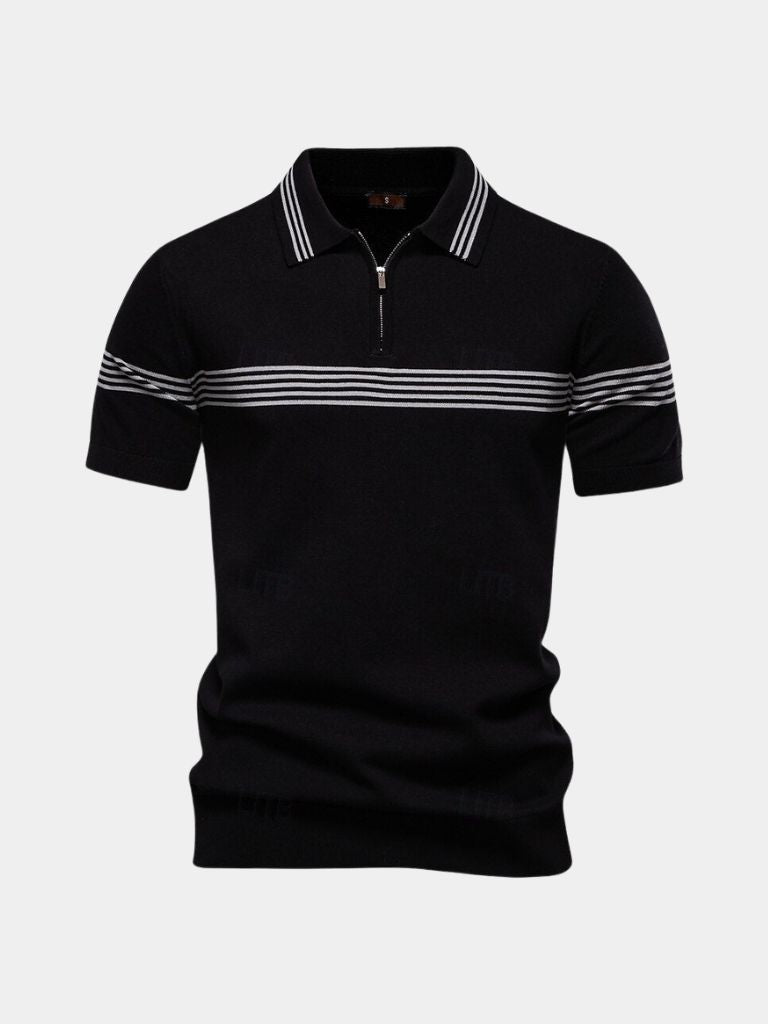 Tristan - White Polo with Stripe Detail
