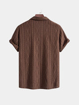 Wade - Brown Textured Shirt with Revere Collar