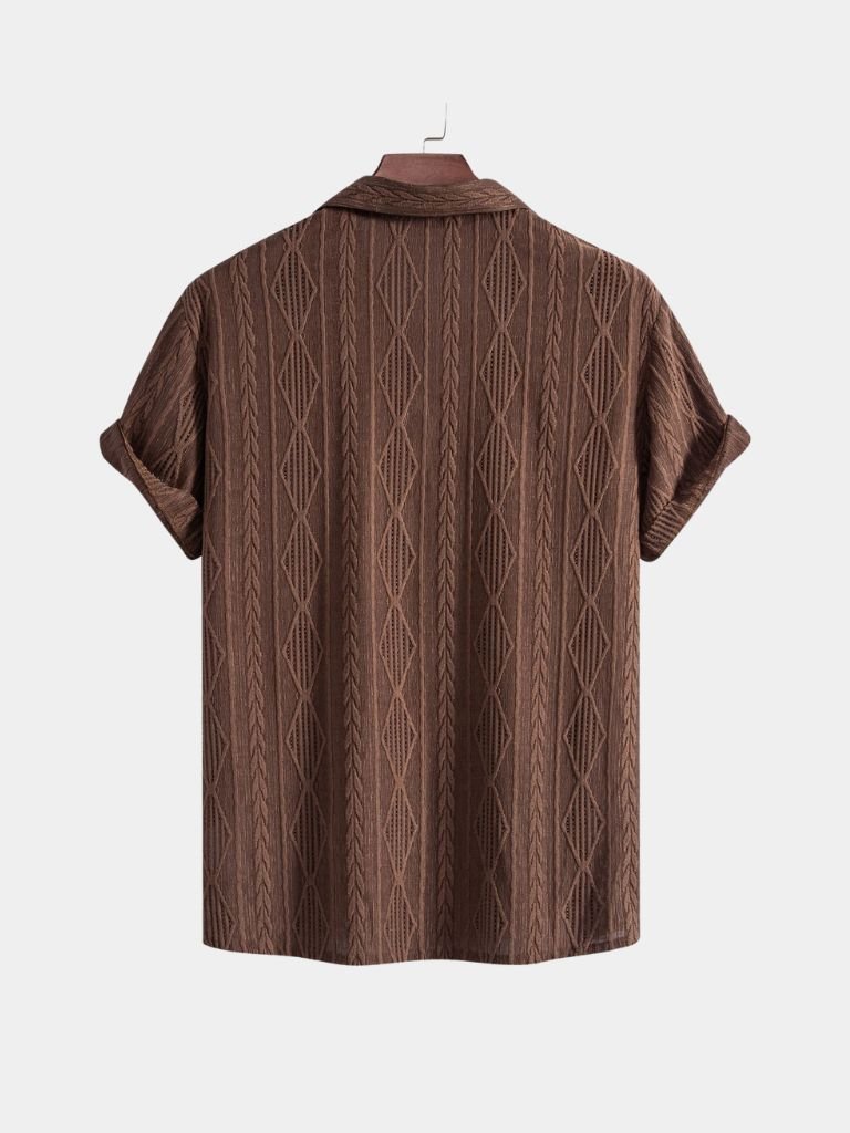 Wade - Brown Textured Shirt with Revere Collar