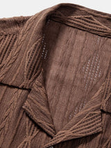 Wade - Brown Textured Shirt with Revere Collar