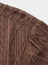 Wade - Brown Textured Shirt with Revere Collar