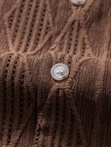 Wade - Brown Textured Shirt with Revere Collar