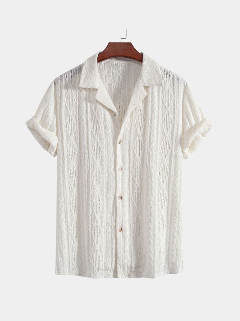 Wade - Brown Textured Shirt with Revere Collar