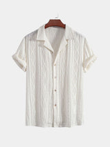 Wade - Brown Textured Shirt with Revere Collar