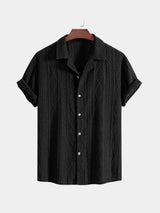 Wade - Brown Textured Shirt with Revere Collar