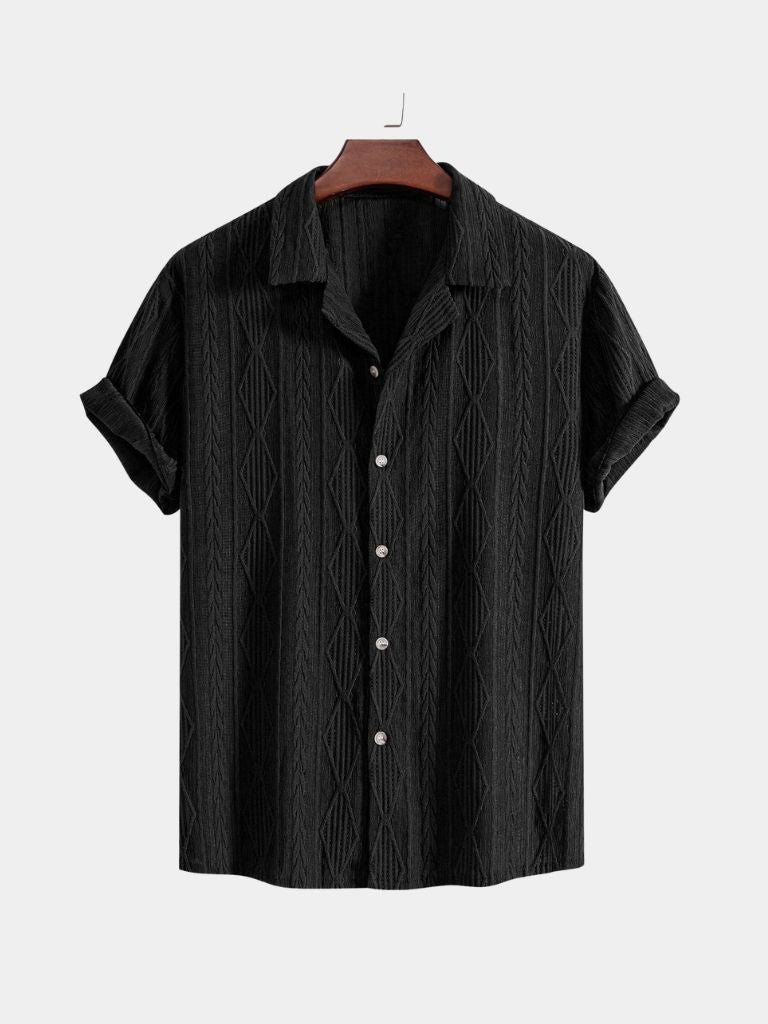 Wade - Brown Textured Shirt with Revere Collar