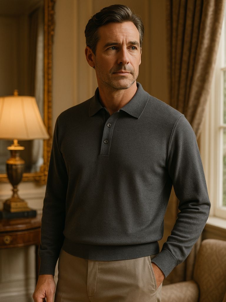 Dawson - Grey Long Sleeve Polo