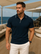 Easton - Blue Polo with Contrast Piping