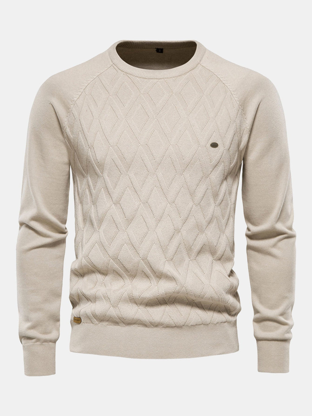 Reese - Geometric Motif Jacquard Crew Neck Sweater