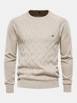 Reese - Geometric Motif Jacquard Crew Neck Sweater