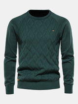 Reese - Geometric Motif Jacquard Crew Neck Sweater