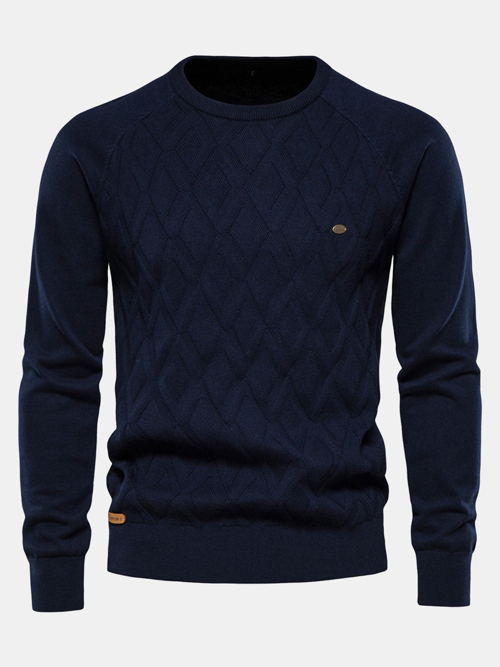 Reese - Geometric Motif Jacquard Crew Neck Sweater