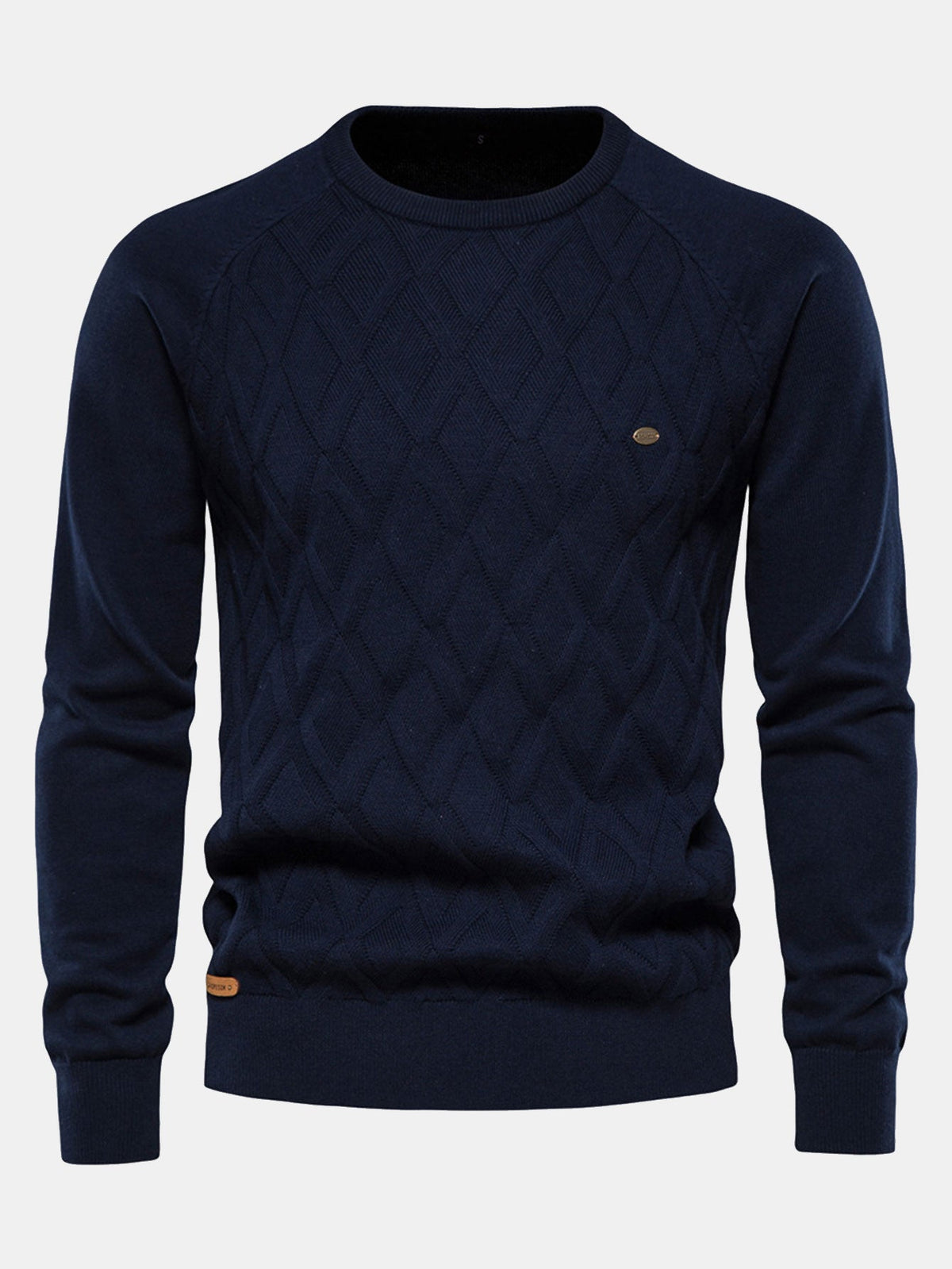 Reese - Geometric Motif Jacquard Crew Neck Sweater