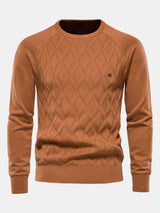 Reese - Geometric Motif Jacquard Crew Neck Sweater