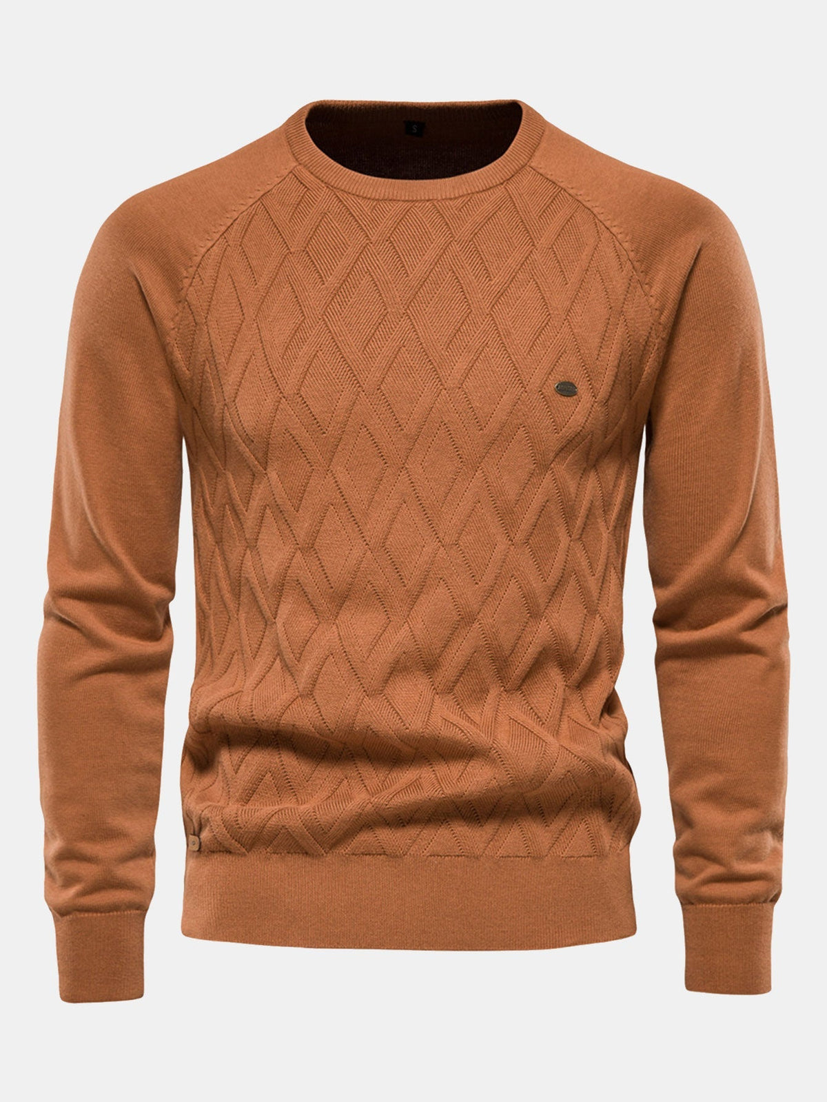 Reese - Geometric Motif Jacquard Crew Neck Sweater