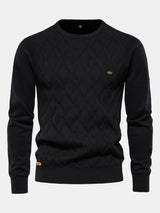 Reese - Geometric Motif Jacquard Crew Neck Sweater