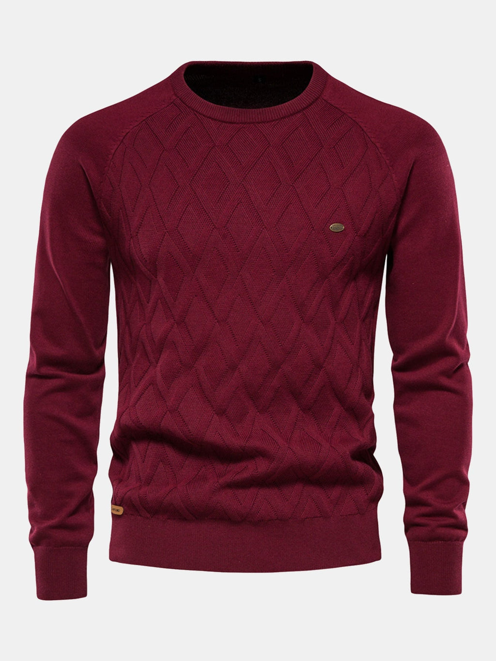 Reese - Geometric Motif Jacquard Crew Neck Sweater