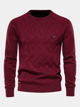 Reese - Geometric Motif Jacquard Crew Neck Sweater